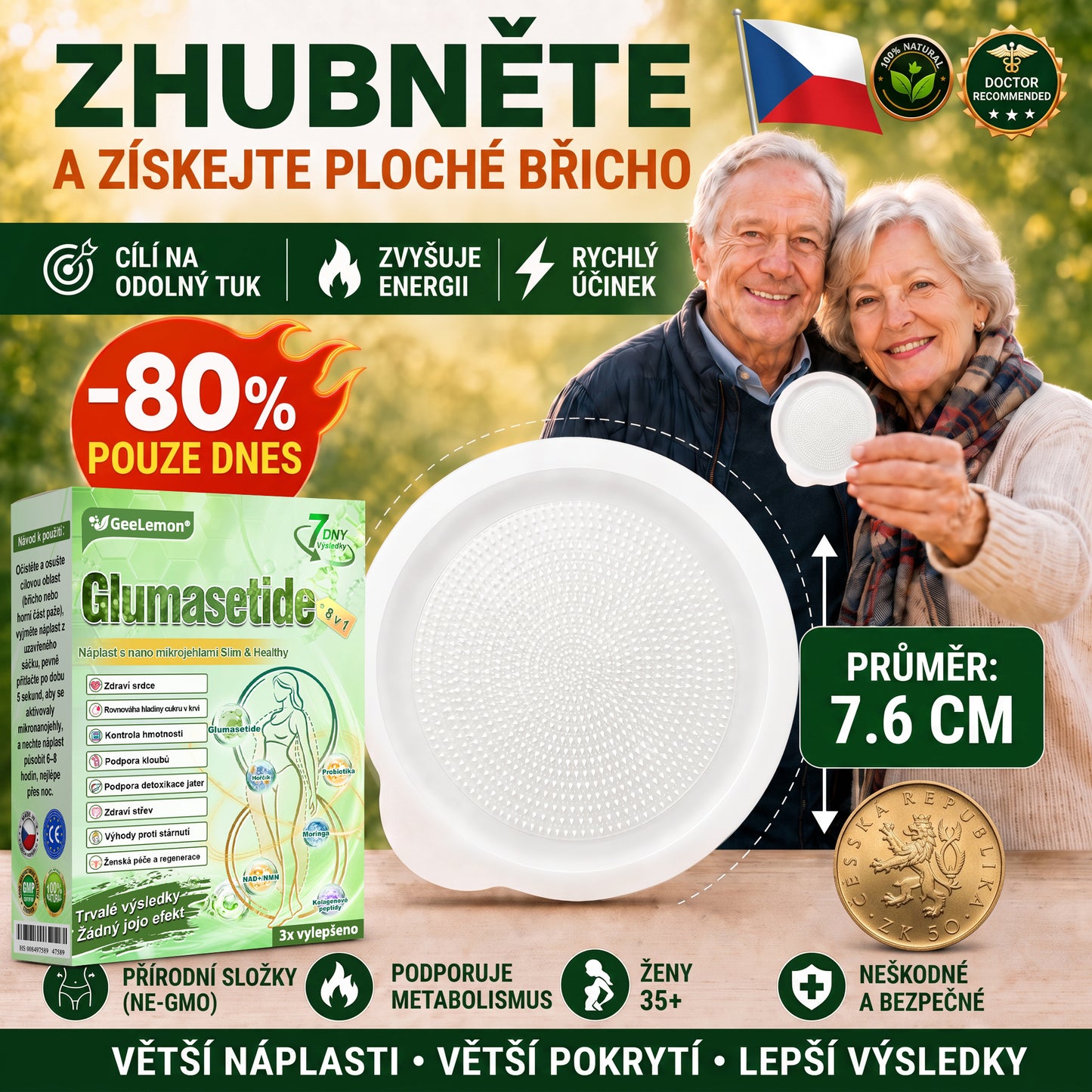 ✅️GeeLemon® 10v1 Nano Mikr jehličková Hubnoucí Náplast 🌿 Berberin + Moringa + NAD+ formule pro přirozenou podporu metabolismu a kontrolu tělesné hmotnosti | Jednoduché použití pouze 1× denně