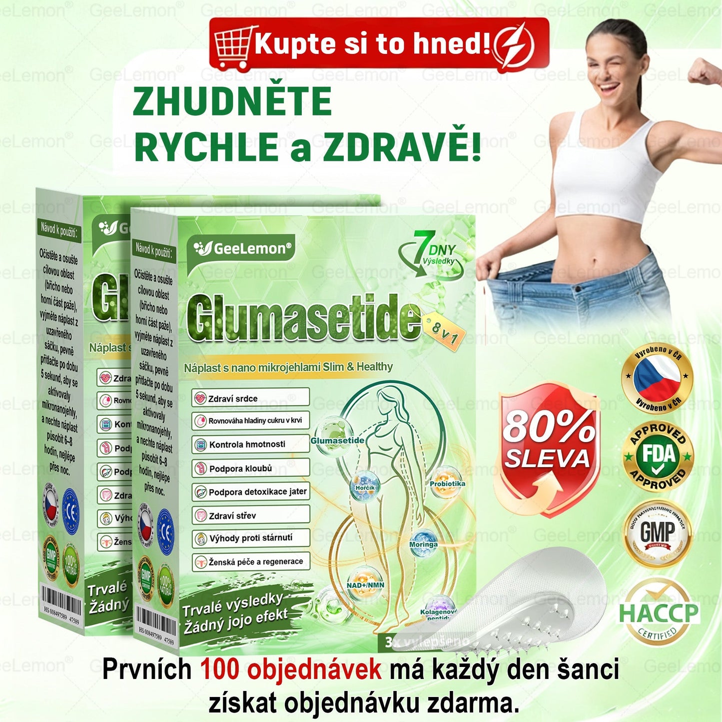✅️GeeLemon® 10v1 Nano Mikr jehličková Hubnoucí Náplast 🌿 Berberin + Moringa + NAD+ formule pro přirozenou podporu metabolismu a kontrolu tělesné hmotnosti | Jednoduché použití pouze 1× denně
